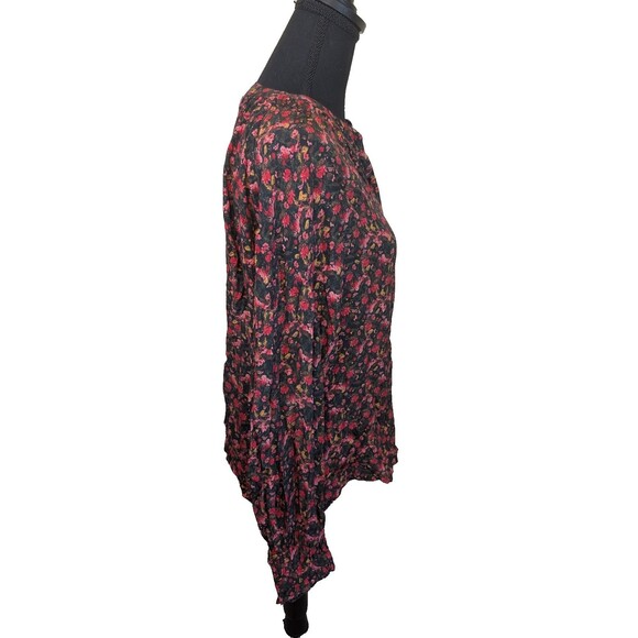 Something Navy Women Top Floral Moody Ruffle Button Down Casual Oversized Small - Picture 3 of 13